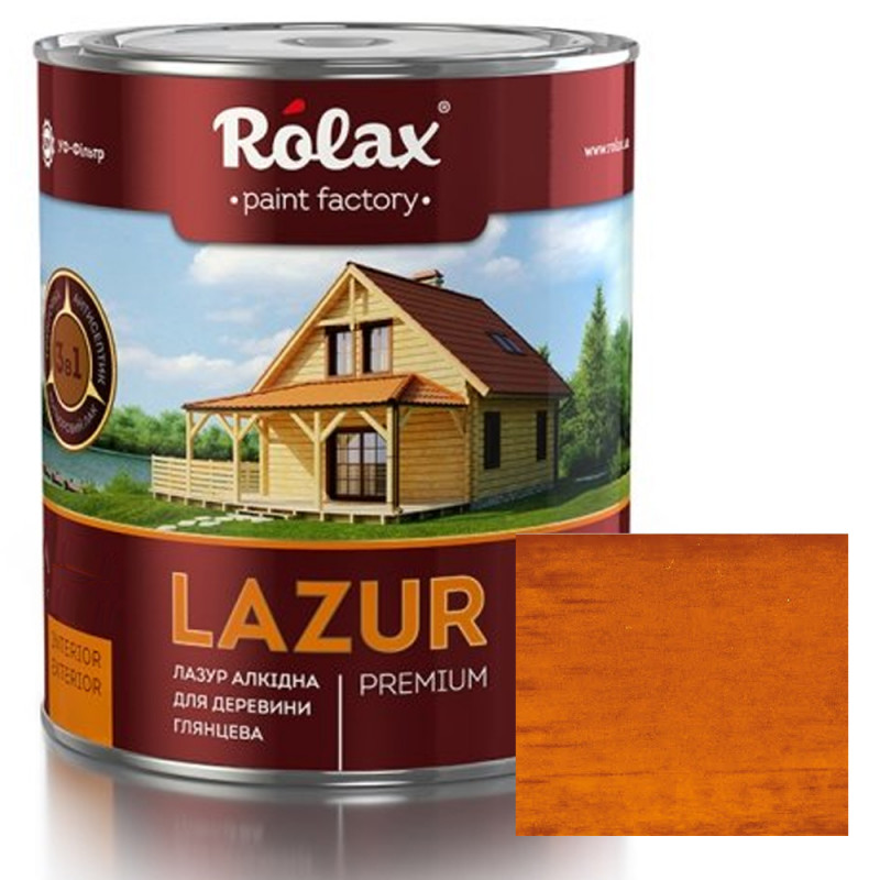 Лазур для деревини Rolax LAZUR Premium алкідна глянцева № 103 махагон 2.5 л