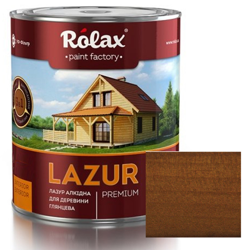 Лазур для деревини Rolax LAZUR Premium алкідна глянцева № 104 темний дуб 2.5 л