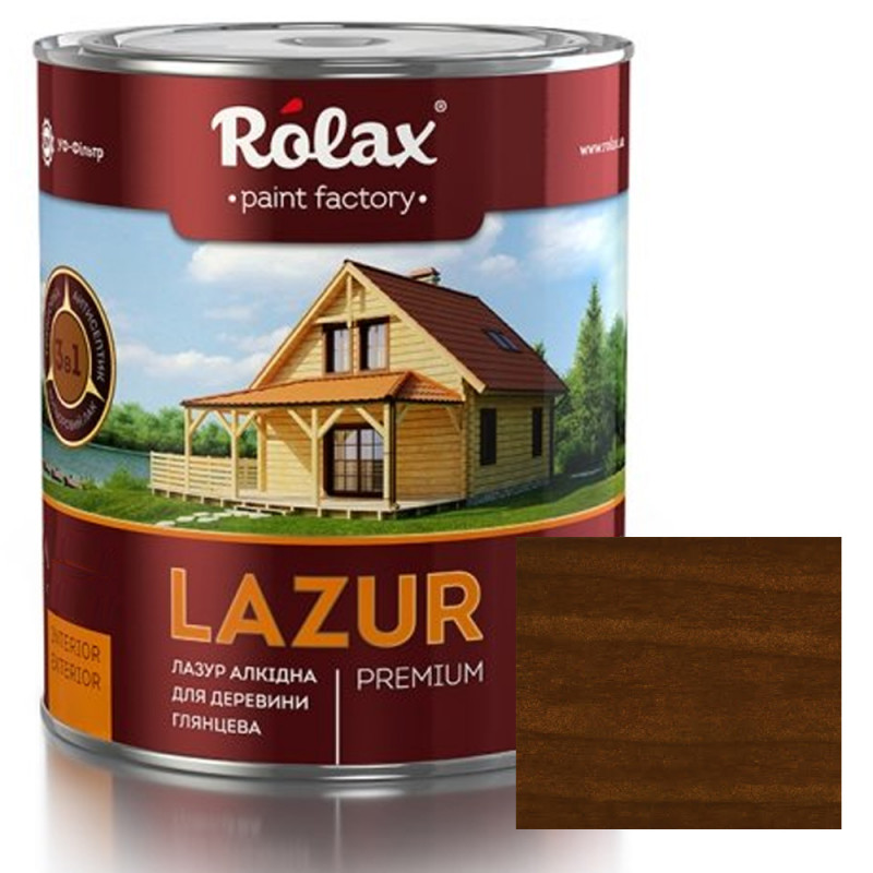 Лазур для деревини Rolax LAZUR Premium алкідна глянцева № 107 полісандр 0.75 л