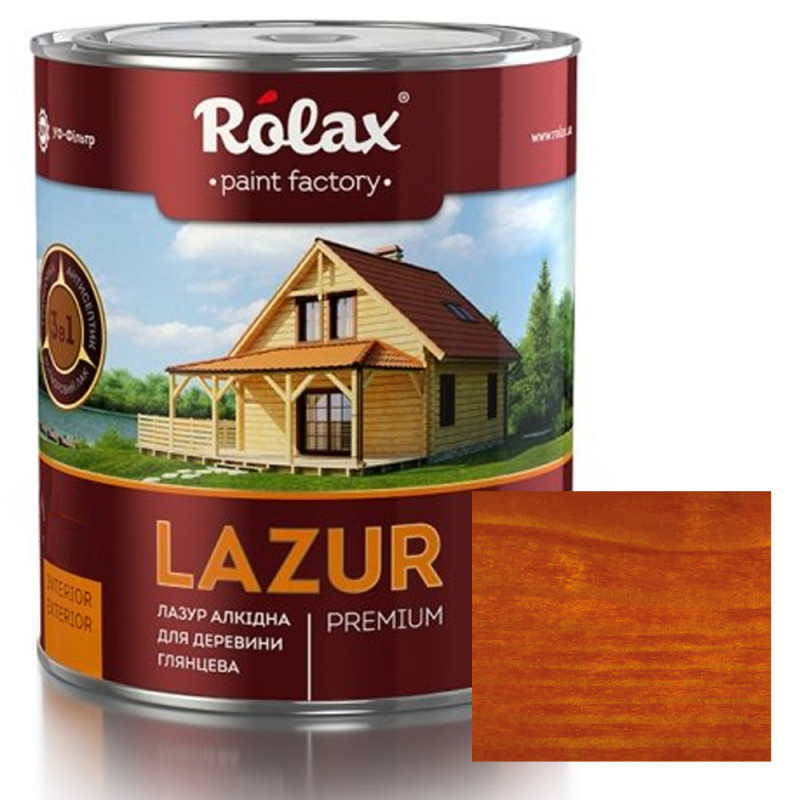 Лазурь для древесины Rolax LAZUR Premium алкидная глянцевая № 110 вишня 2.5 л