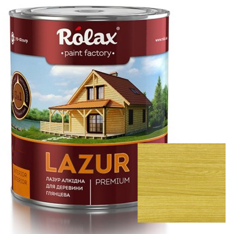 Лазур для деревини Rolax LAZUR Premium алкідна глянцева № 112 олива 2.5 л