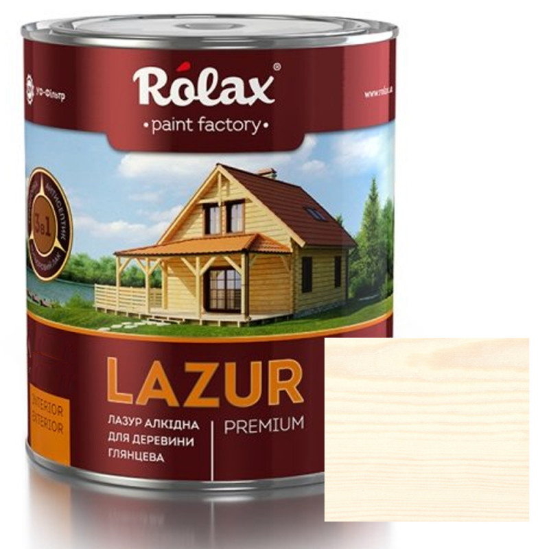 Лазур для деревини Rolax LAZUR Premium алкідна глянцева № 113 біла 0.75 л