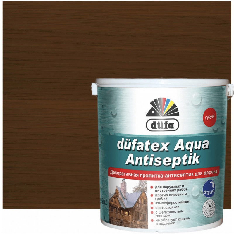 Пропитка-антисептик для дерева Dufa dufatex Aqua Antiseptik палисандр шелковистый глянец 2.5 л