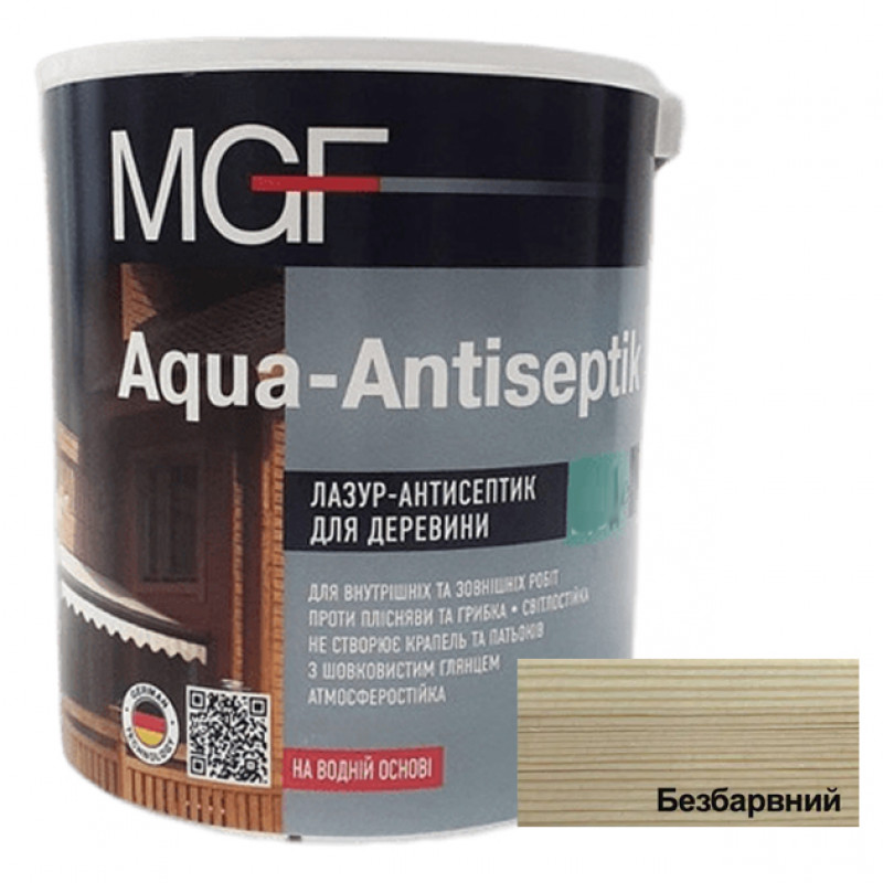 Лазурь-антисептик для деревини MGF Aqua-Antiseptik безколірний 10 л