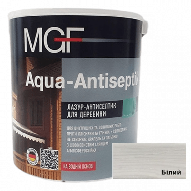 Лазурь-антисептик для деревини MGF Aqua-Antiseptik білий 2.5 л