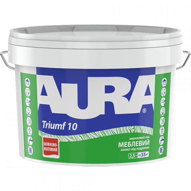 Лак для меблів акриловий Aura® Triumf 10 шовково-матовий 2,5 л (2,55 кг)