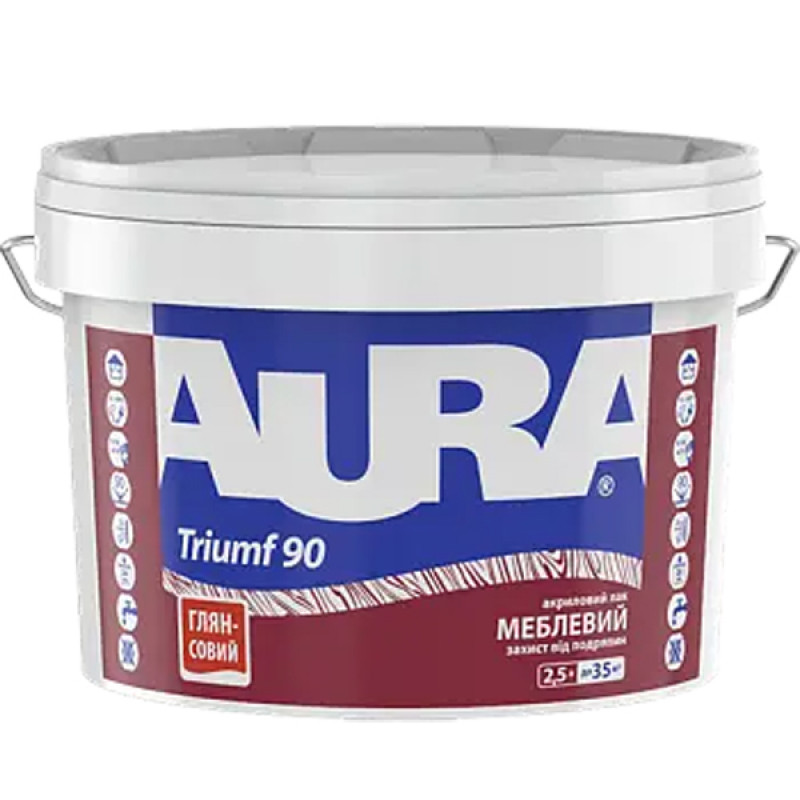 Лак для меблів акриловий Aura® Triumf 90 глянцевий 2,5 л (2,55 кг)