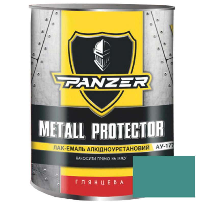 Лак-эмаль аликдно-уретановый ТМ PANZER Metall Protector высокоглянцевая бирюзовая 2,5 л