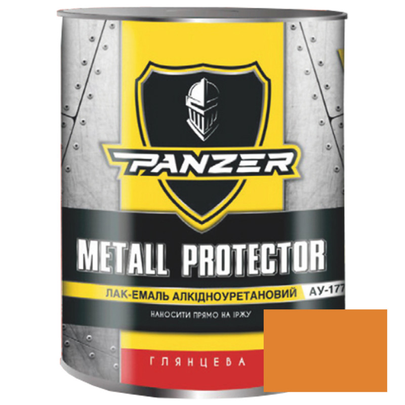 Лак-эмаль аликдно-уретановый ТМ PANZER Metall Protector высокоглянцевая помаранчевая 2,5 л