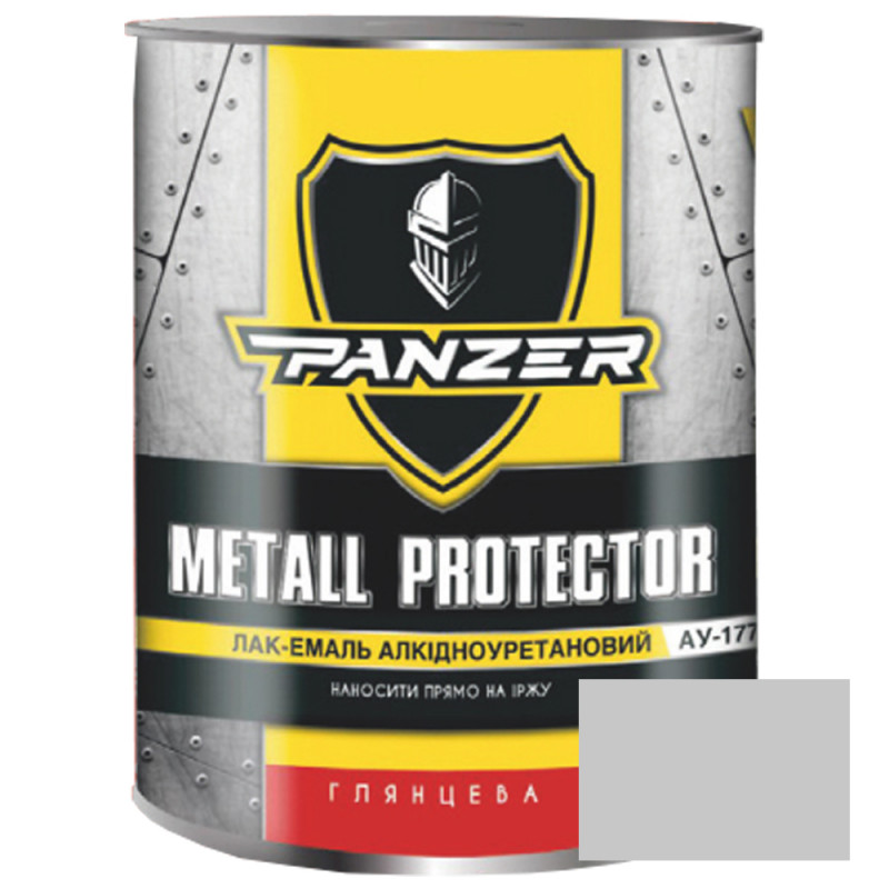 Лак-эмаль аликдно-уретановый ТМ PANZER Metall Protector высокоглянцевая серая 2,5 л