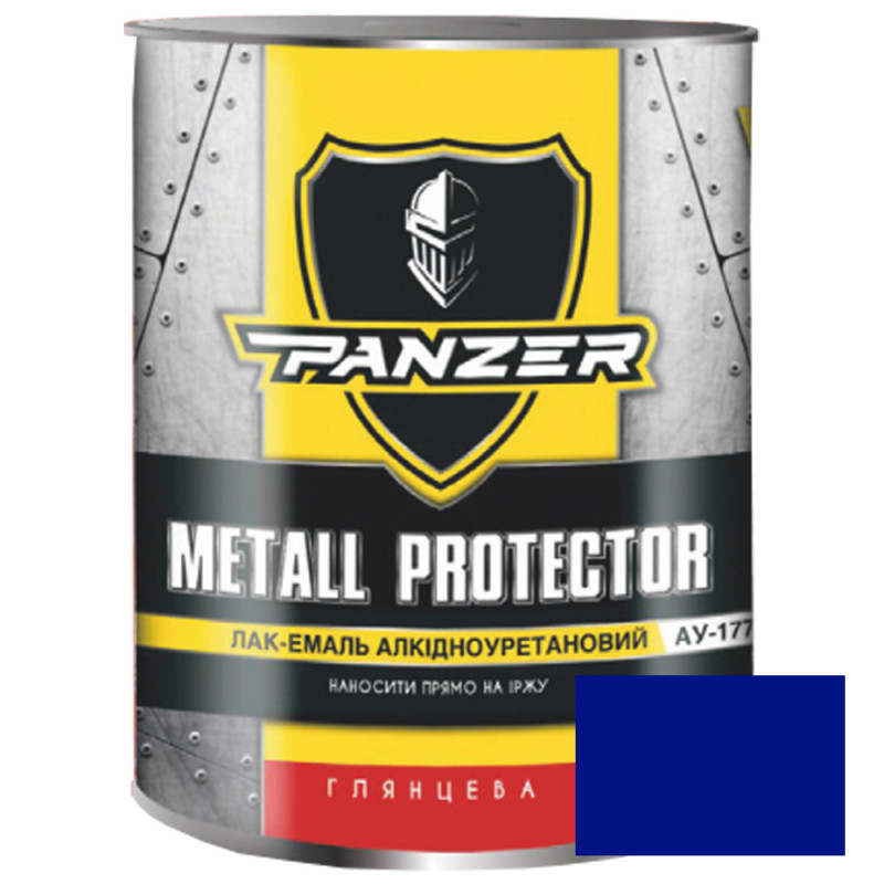 Лак-эмаль аликдно-уретановый ТМ PANZER Metall Protector высокоглянцевая синяя 0,8 л