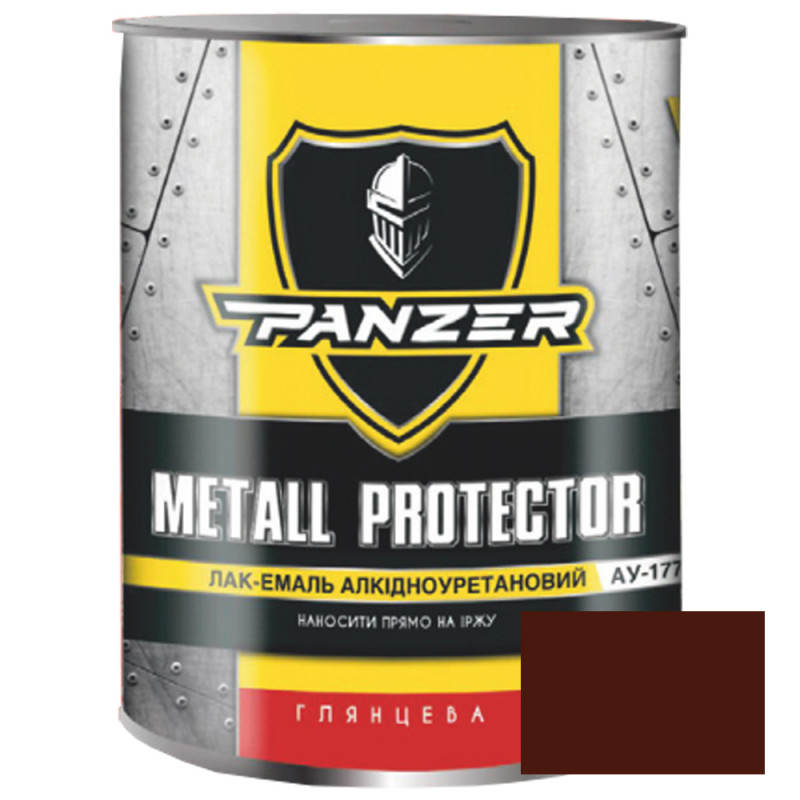 Лак-эмаль аликдно-уретановый ТМ PANZER Metall Protector высокоглянцевая темно-коричневая 0,8 л