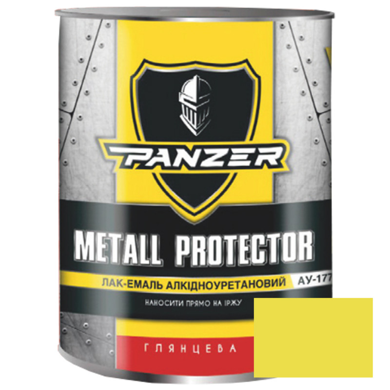 Лак-эмаль аликдно-уретановый ТМ PANZER Metall Protector высокоглянцевая желтая 2,5 л