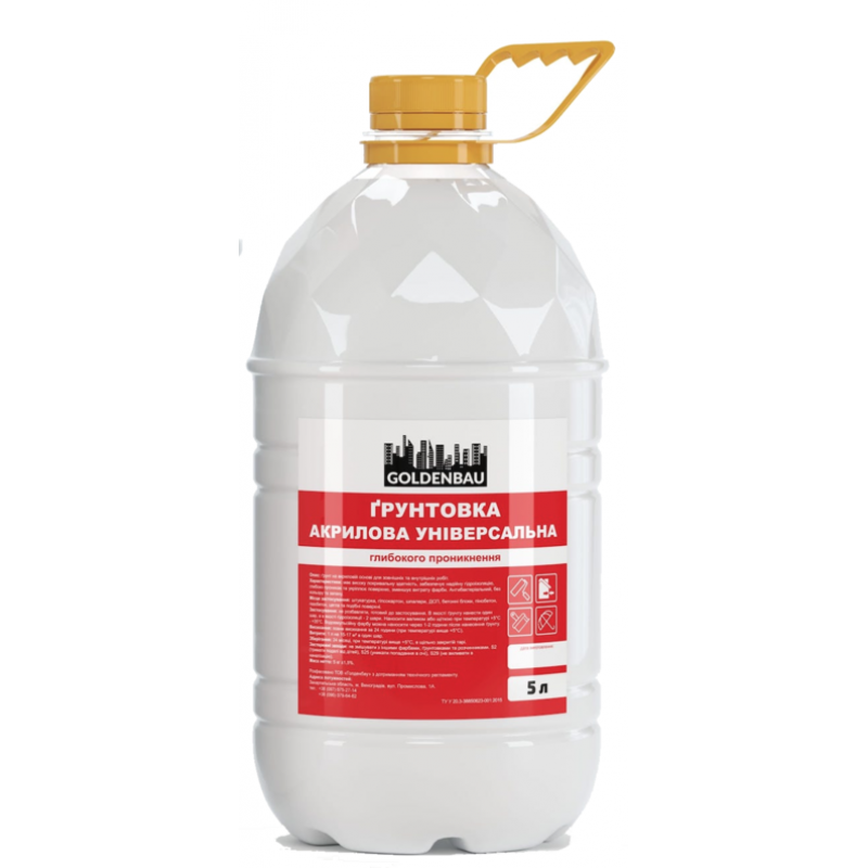 Грунтовка акриловая глубокого проникновения Goldenbau универсальная, 5л