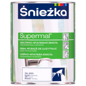 Емаль олійно-фталева Sniezka Supermal біла глянцева RAL 9003 0,8 л