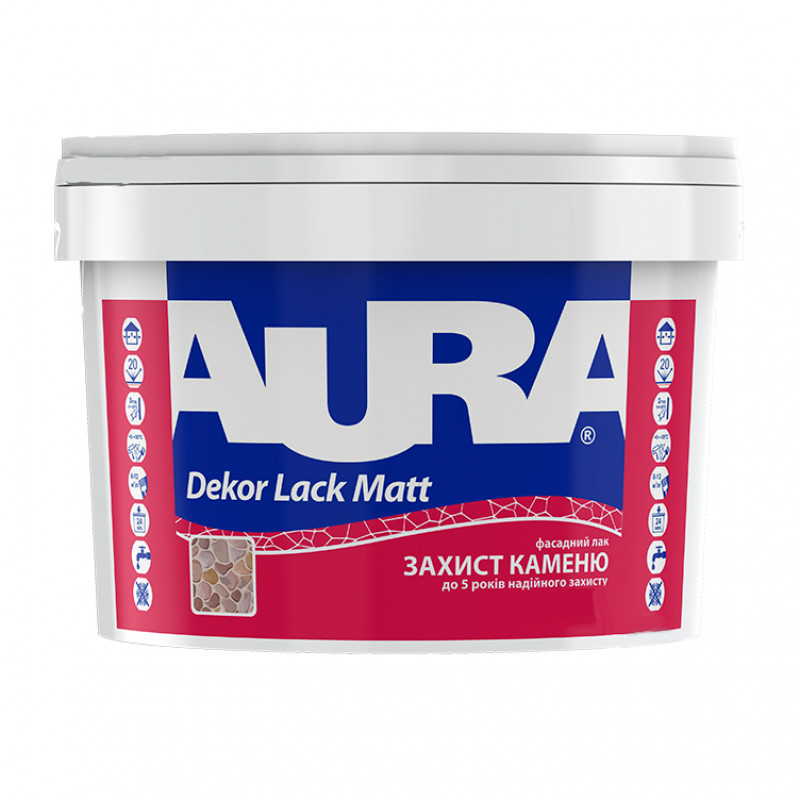 Фасадный лак для камня Aura® Dekor Lack Mat с эффектом «мокрого камня» полуматовый 0,75 л (0,9 кг)