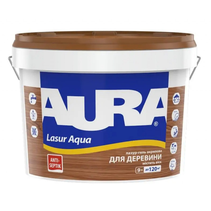 Лазурь для дерева Aura® Lasur Aqua бесцветная шелковисто-матовая 9 л