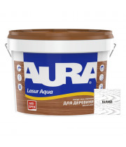 Лазурь для дерева Aura Lasur Aqua шелковисто-матовая Белая