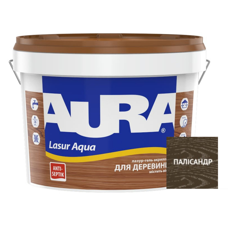 Лазур для дерева Aura® Lasur Aqua палісандр шовковисто-матова 9 л