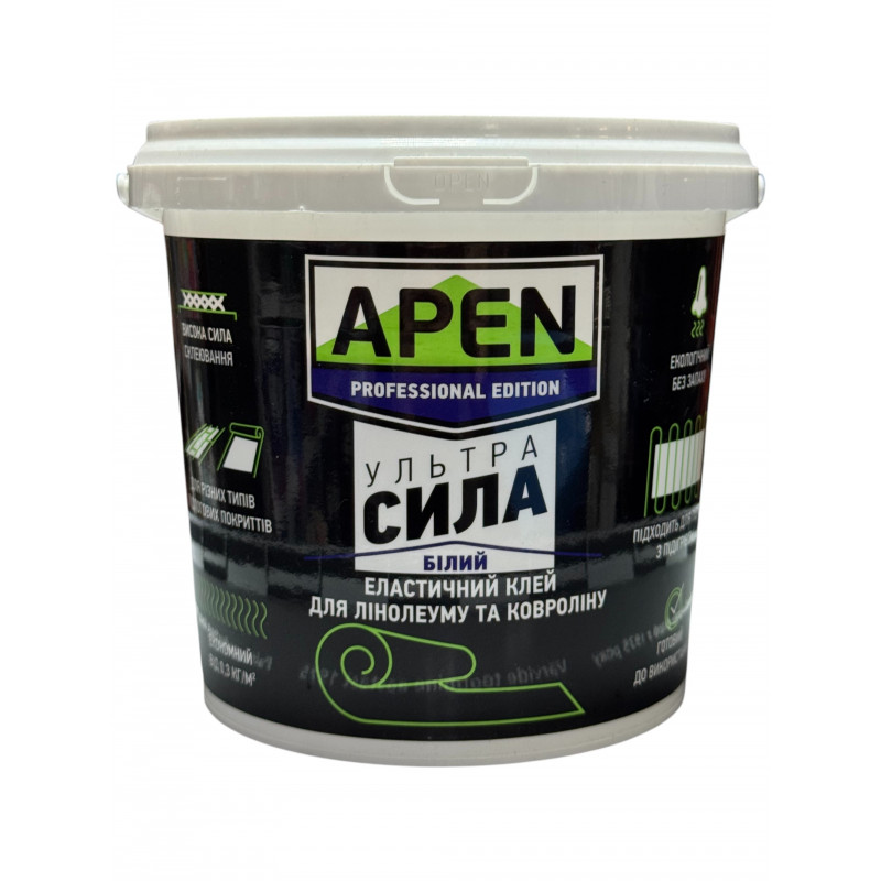 Клей для лінолеуму, підлогових покриттів APEN "Ультра сила" акриловий білий 12 кг