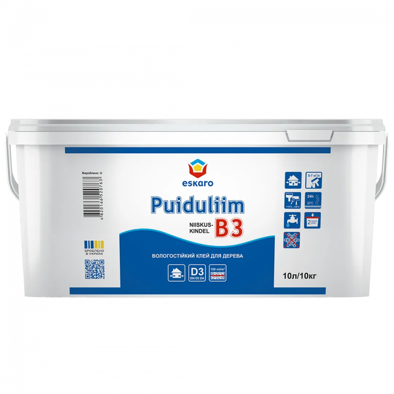 Влагостойкий клей для дерева Eskaro Puiduliim B-3 10 л