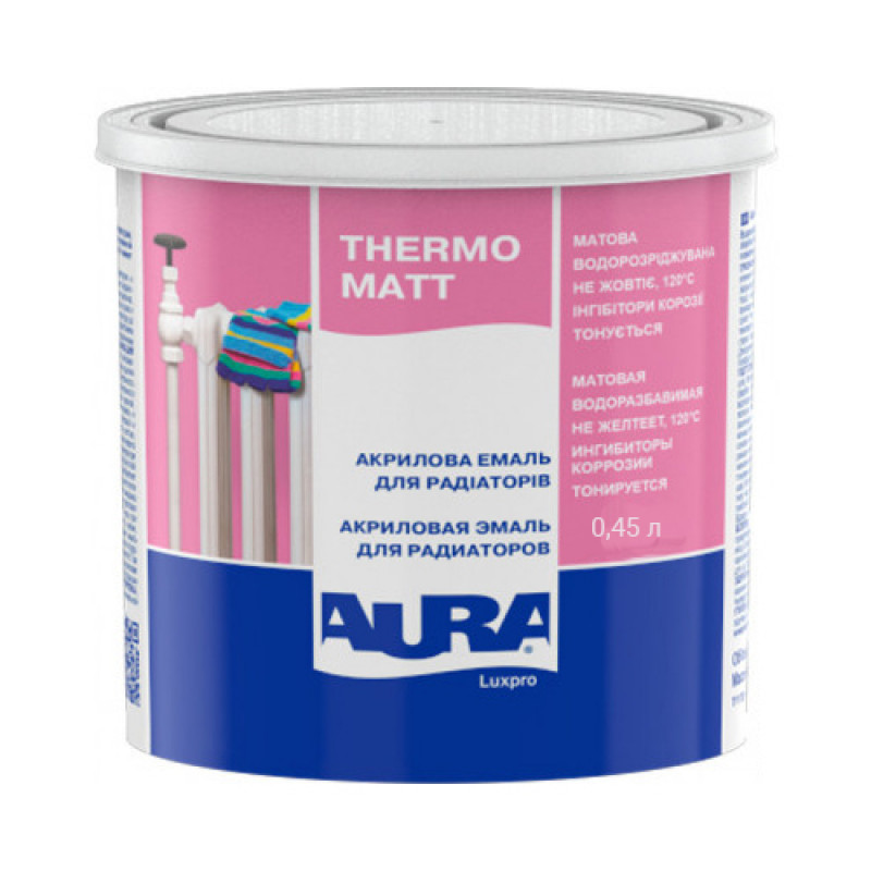 Эмаль акриловая Aura® Luxpro Thermo Matt для радиаторов белый мат 0,45 л (0,54 кг)