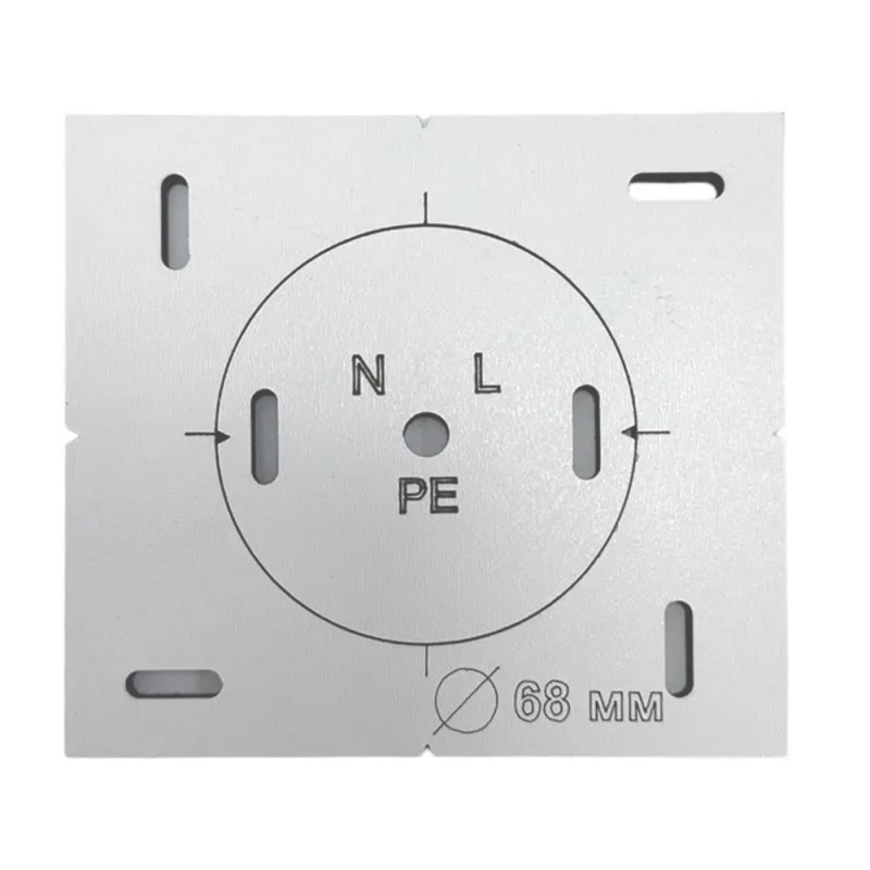 Шаблон для разметки и сверления подрозетников Ø68 мм на 1 отверстие.