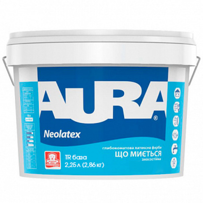 Интерьерная краска Aura Neolatex глубокоматовая белая TR база прорачный  2,25 л (2,86 кг)