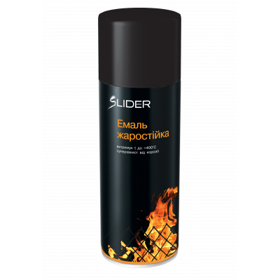 Емаль аерозольна SLIDER термостійка до 400°C чорна мат 400 мл