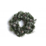 Венок новогодний еловый Winters зеленая с шишками и штучным снегом диаметр 60 см