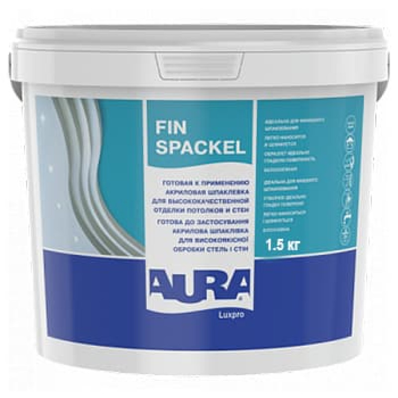 Акриловая шпатлевка AURA Luxpro Fin Spackel для высококачественной отделки, финишная 1.2 кг
