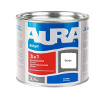 Антикоррозионная грунт-эмаль AURA 3в1 белая 2.5 кг