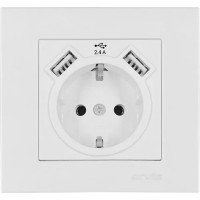 Розетка с заземлением USB-A + USB-A ARVIA Karen белый (20 01 1000 300)
