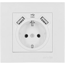 Розетка с заземлением USB-A + USB-A ARVIA Karen белый (20 01 1000 300)
