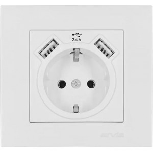 Розетка з заземленням USB-A + USB-A ARVIA Karen білий (20 01 1000 300)