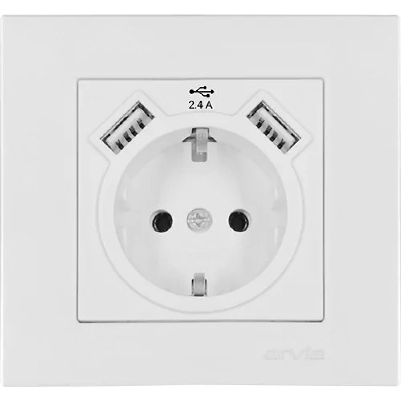 Розетка с заземлением USB-A + USB-A ARVIA Karen белый (20 01 1000 300)