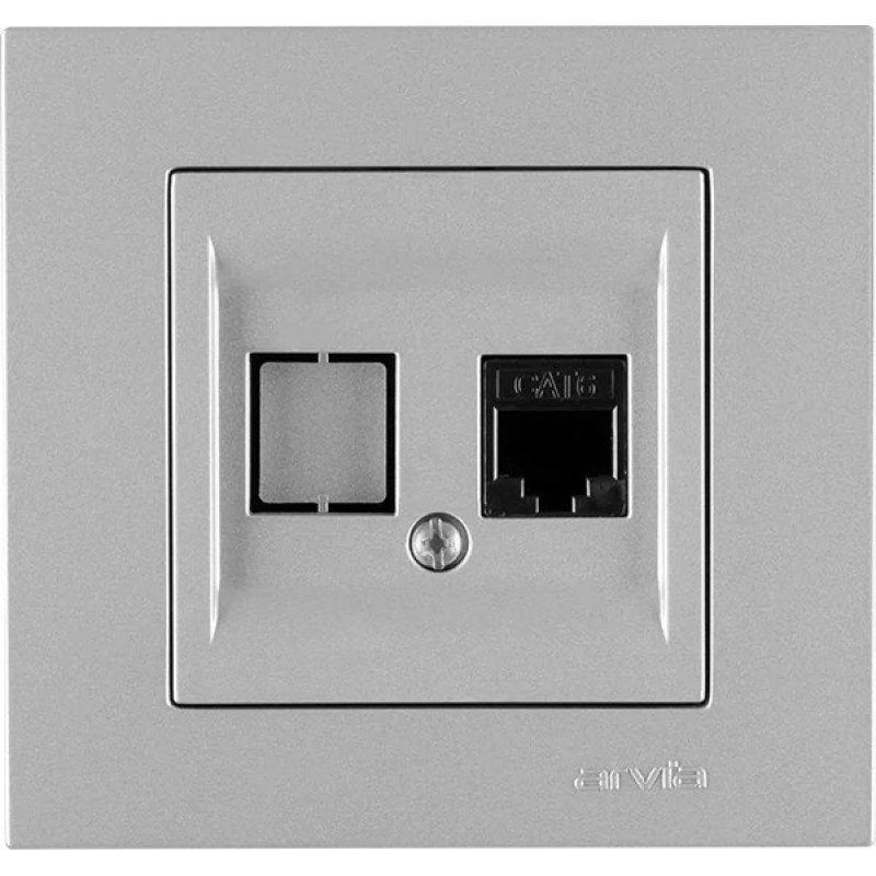 Розетка компʼютерна Cat6 ARVIA Karen срібний (20 03 2000 247)
