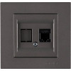 Розетка компʼютерна Cat6 ARVIA Karen антрацит (20 06 2000 247)
