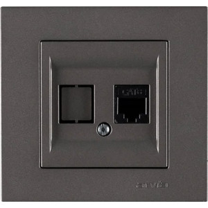Розетка компʼютерна Cat6 ARVIA Karen антрацит (20 06 2000 247)
