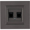 Розетка компʼютерна подвійна Cat6 ARVIA Karen антрацит (20 06 2000 248)