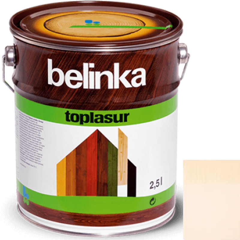 Краска-лазурь для дерева Belinka TopLasur № 11 белая полуглянец 2,5 л