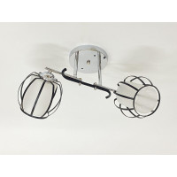 Стельова люстра на 2 плафони 91195/2 хром+чорний