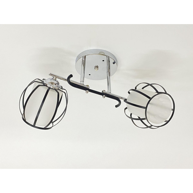 Стельова люстра на 2 плафони 91195/2 хром+чорний