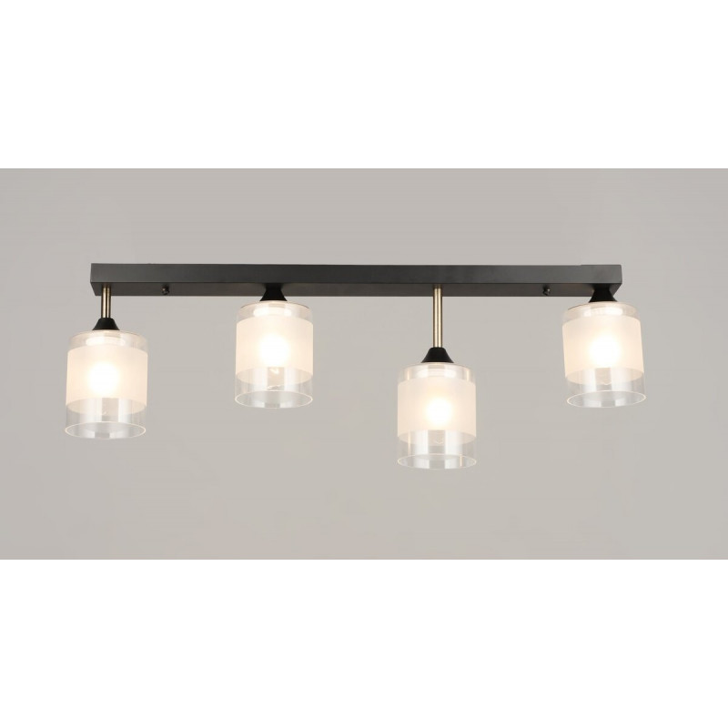 Люстра стельова на 4 плафони VALESO K2345/4, патрон E27, лінійна, Чорний+Бронза