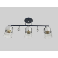 Люстра стельова на 3 плафони VALESO 2426B/3 для вітальні, спальні та кухні чорна з хромом