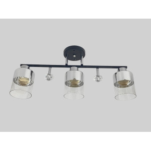 Люстра стельова на 3 плафони VALESO 2426B/3 для вітальні, спальні та кухні чорна з хромом