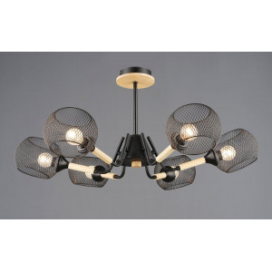 Люстра N6620/6 Чорний + Дерево