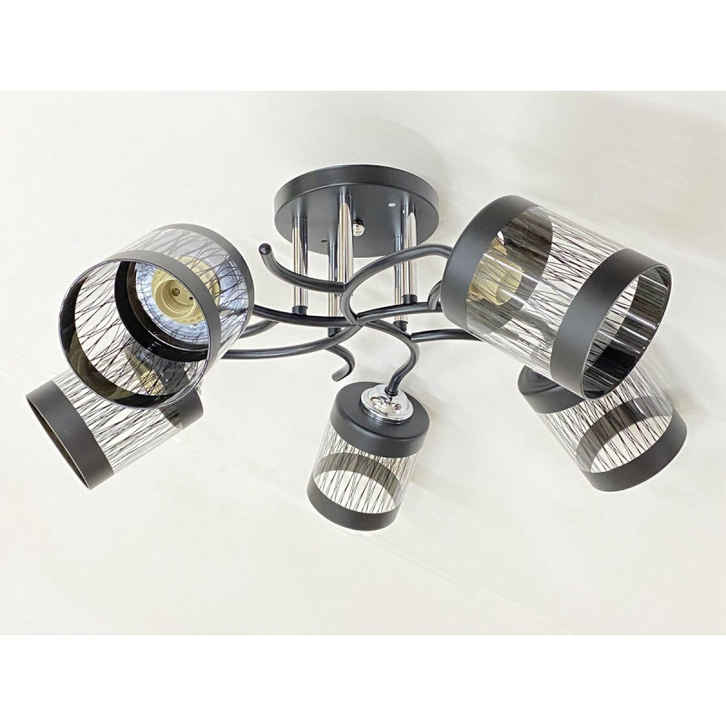 Стельова Люстра на 5 плафонів VALESO 6979A/5 (Чорний+Хром)