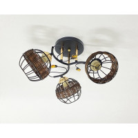 Стельова люстра на 3 плафони 91188A/3 чорний+хром