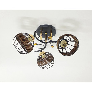 Стельова люстра на 3 плафони 91188A/3 чорний+хром